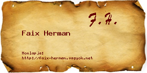 Faix Herman névjegykártya